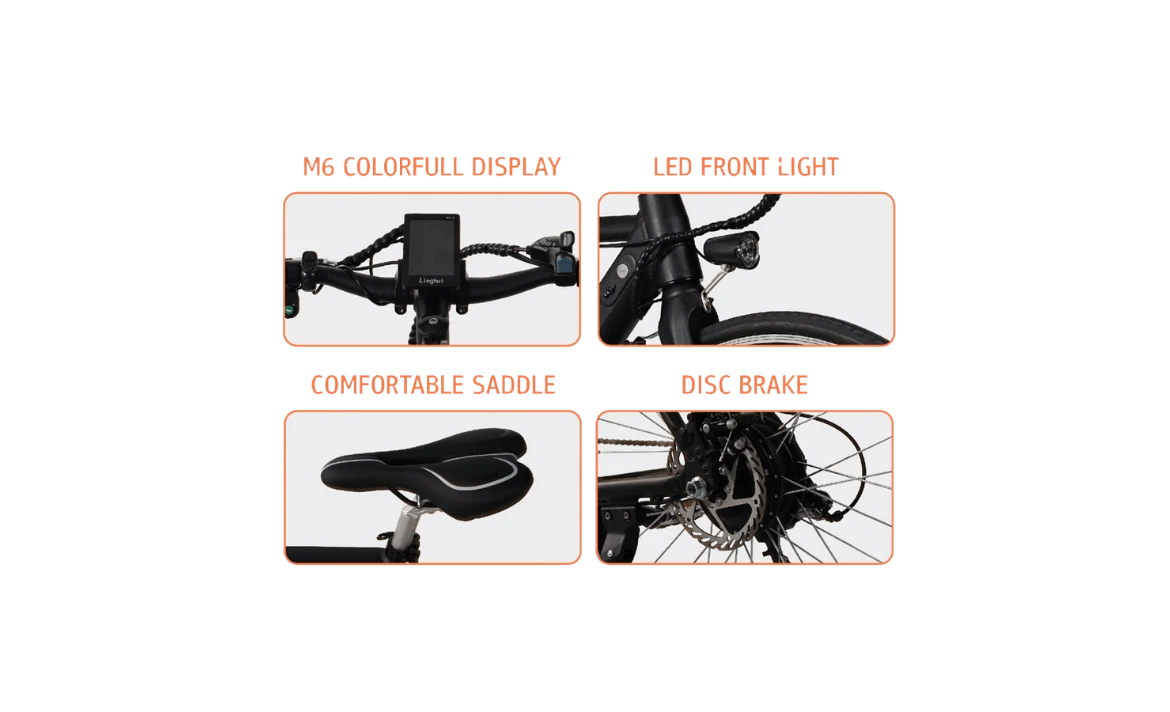 Safety with front and rear disc brakes.